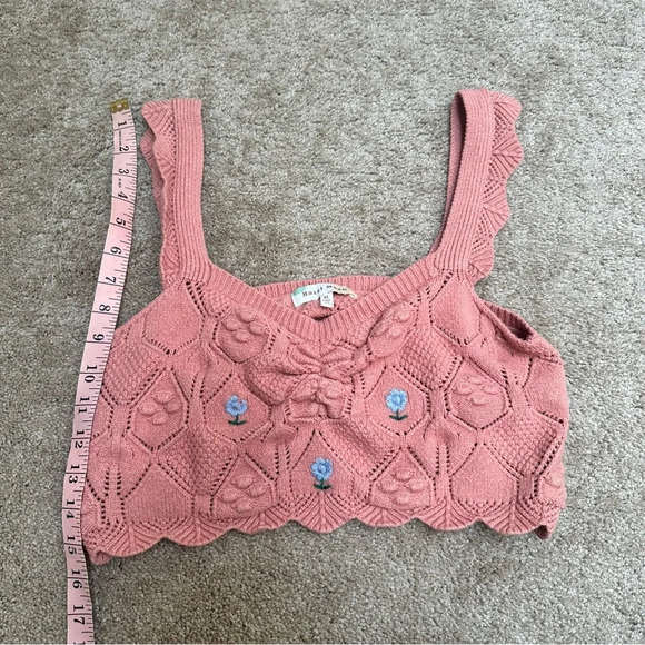 Hazel Moon Crochet Pink Floral Boho Festival Summer Crop Tank Top XL - Picture 5 of 6